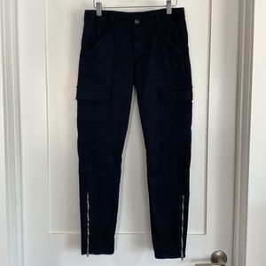 J Brand Cargo Ankle Zipper Black Jeans Premium Stretch Cotton/Lycra Size 28 EUC